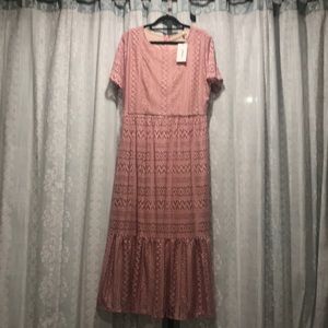 Carmen Lace Cut-Out Midi Wren and Ivory Mauve